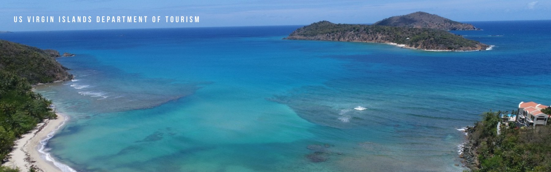 Aerial view of a turquoise U.S. Virgin Islands beach.