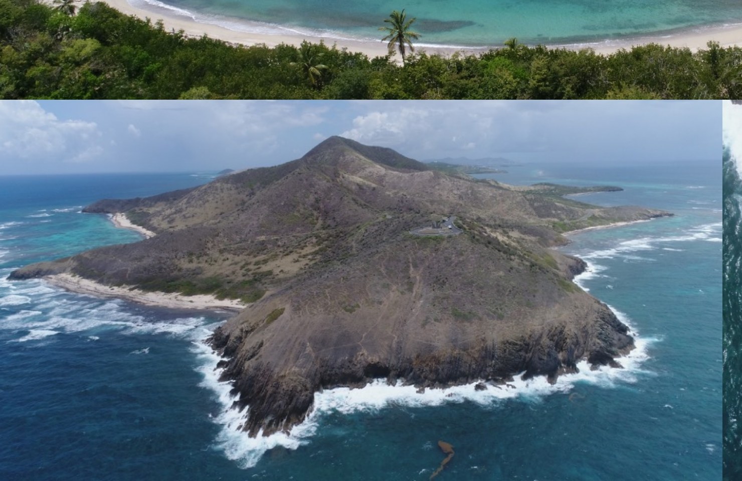 A rugged Caribbean cliff coastline.